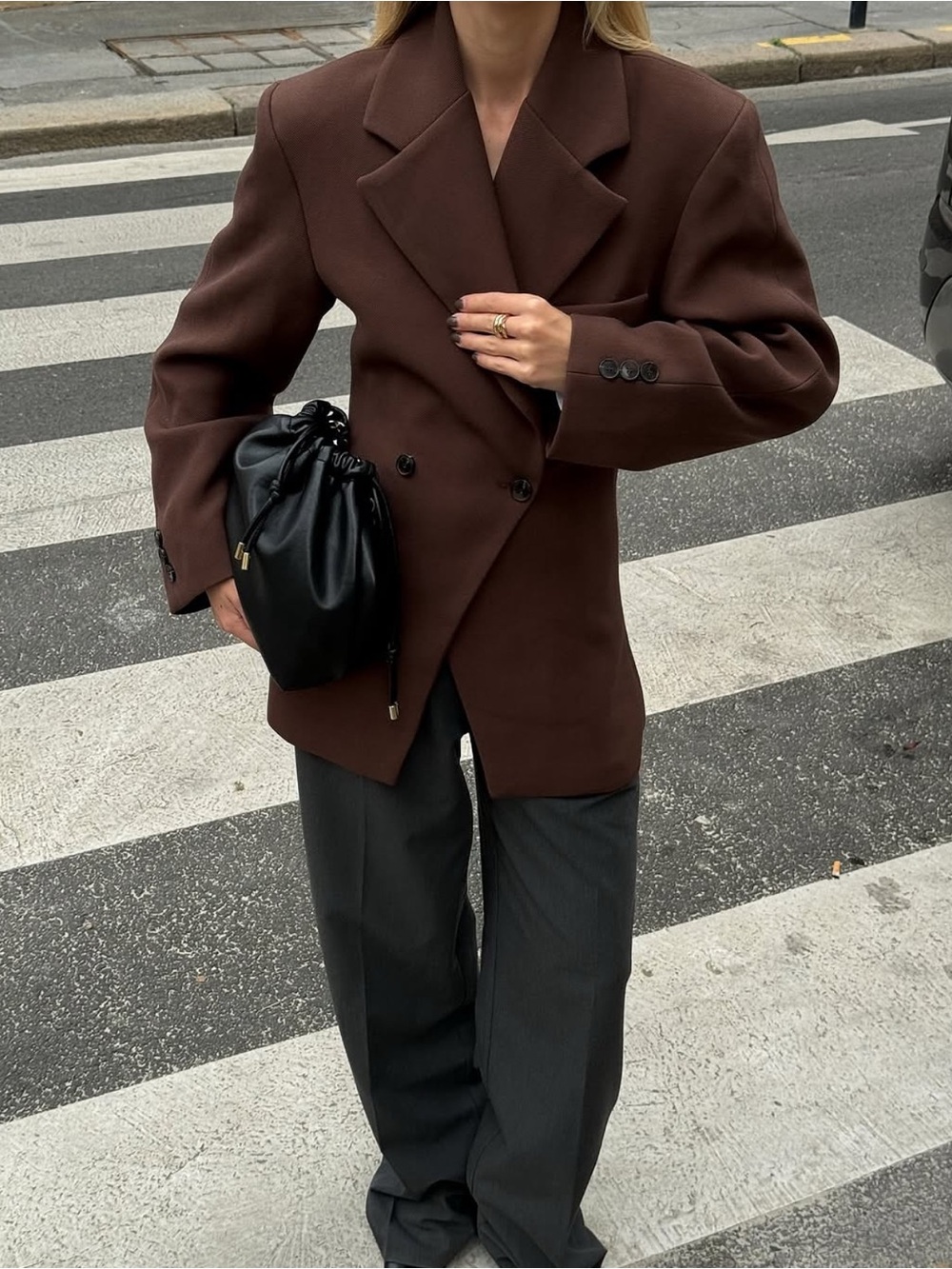 Source Unknown Women’s Double-Breasted Pea Coat in Deep Brown S-M